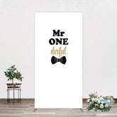 Aperturee - Aperturee White Black Bow Mr Onederful Birthday Rectangle Backdrop